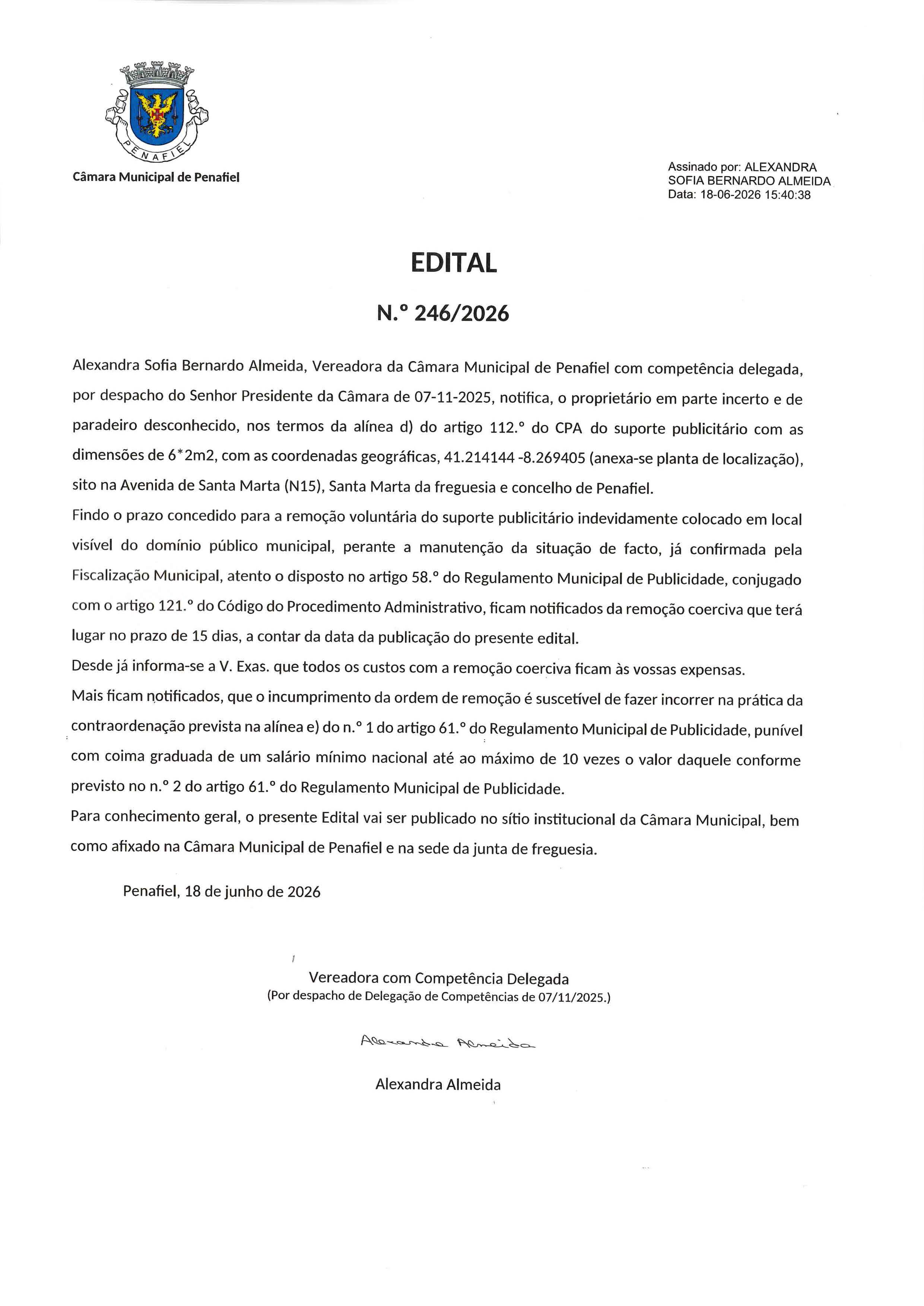 Edital nº 246 - CÂMARA MUNICIPAL DE PENAFIEL